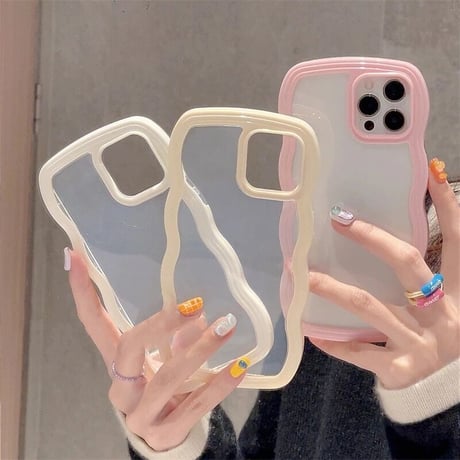 L61144  ウェーブラインのふんわりクリアiPhoneケース