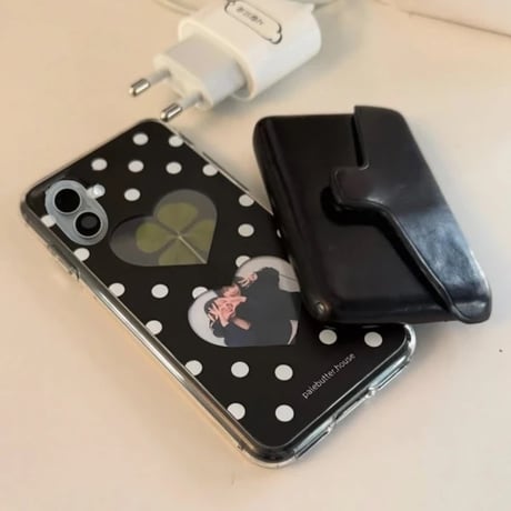 L62210 ハート窓ドットiPhoneケース