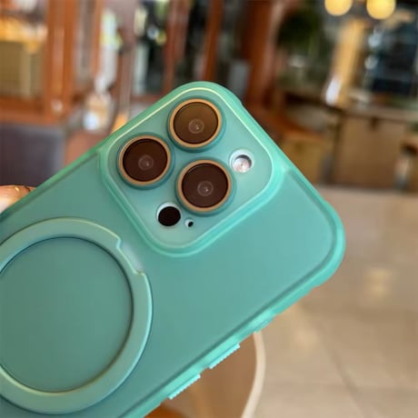 K22739 MagSafe対応くすみカラースタンドリングiPhoneケース