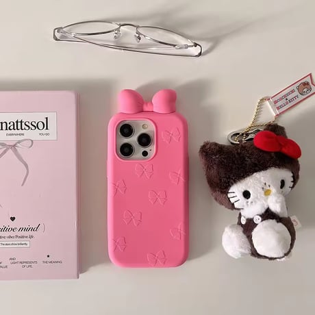 S75191 ぷっくりリボンピンクiPhoneケース