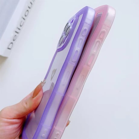 K22580 ハートワンポイント ストラップ付きクリアiPhoneケース