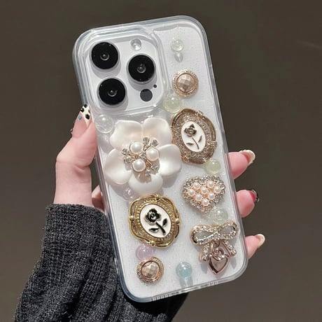 L62213 ビジューブローチデザイン iPhoneケース