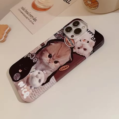 S75113 もふねこステッカー風 iPhoneケース