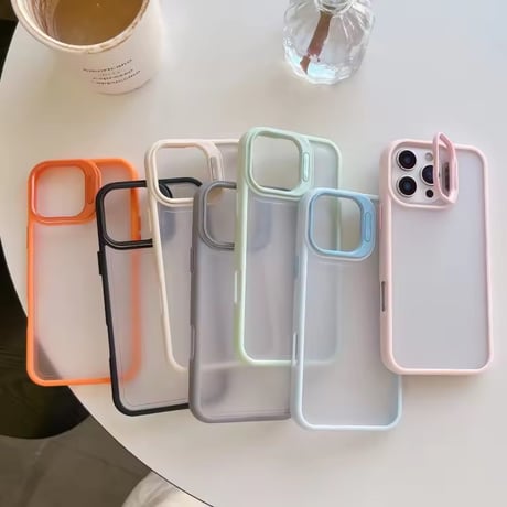 K23153 カメラスタンド付き パステルフレームiPhoneケース