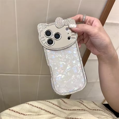 S75597 キラキラキャットフェイスiPhoneケース