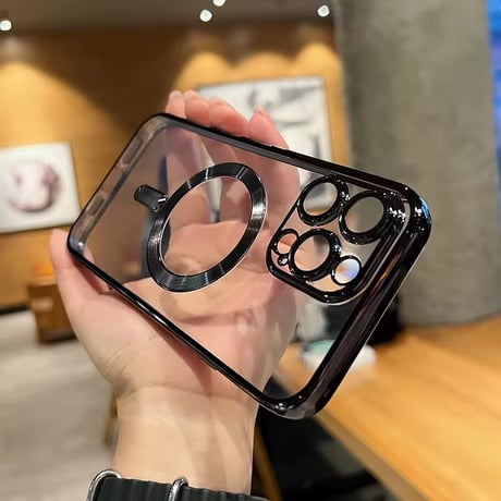 L62425 メタルフレームMagSafeクリアiPhoneケース