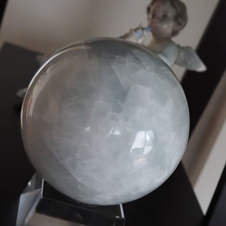 ブルーカルサイト/溶錬水晶台座付
