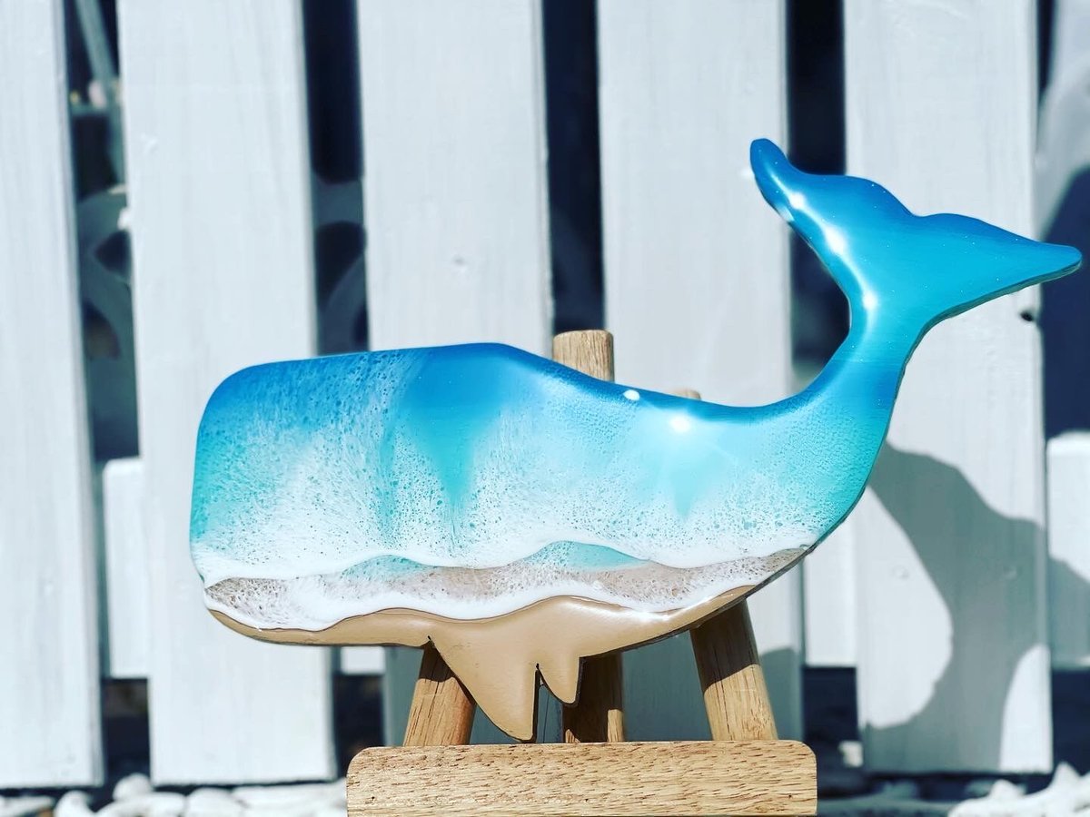 ☆レジンアート 海【64】☆レジン クジラ親子☆ハワイ☆3波ホエール  