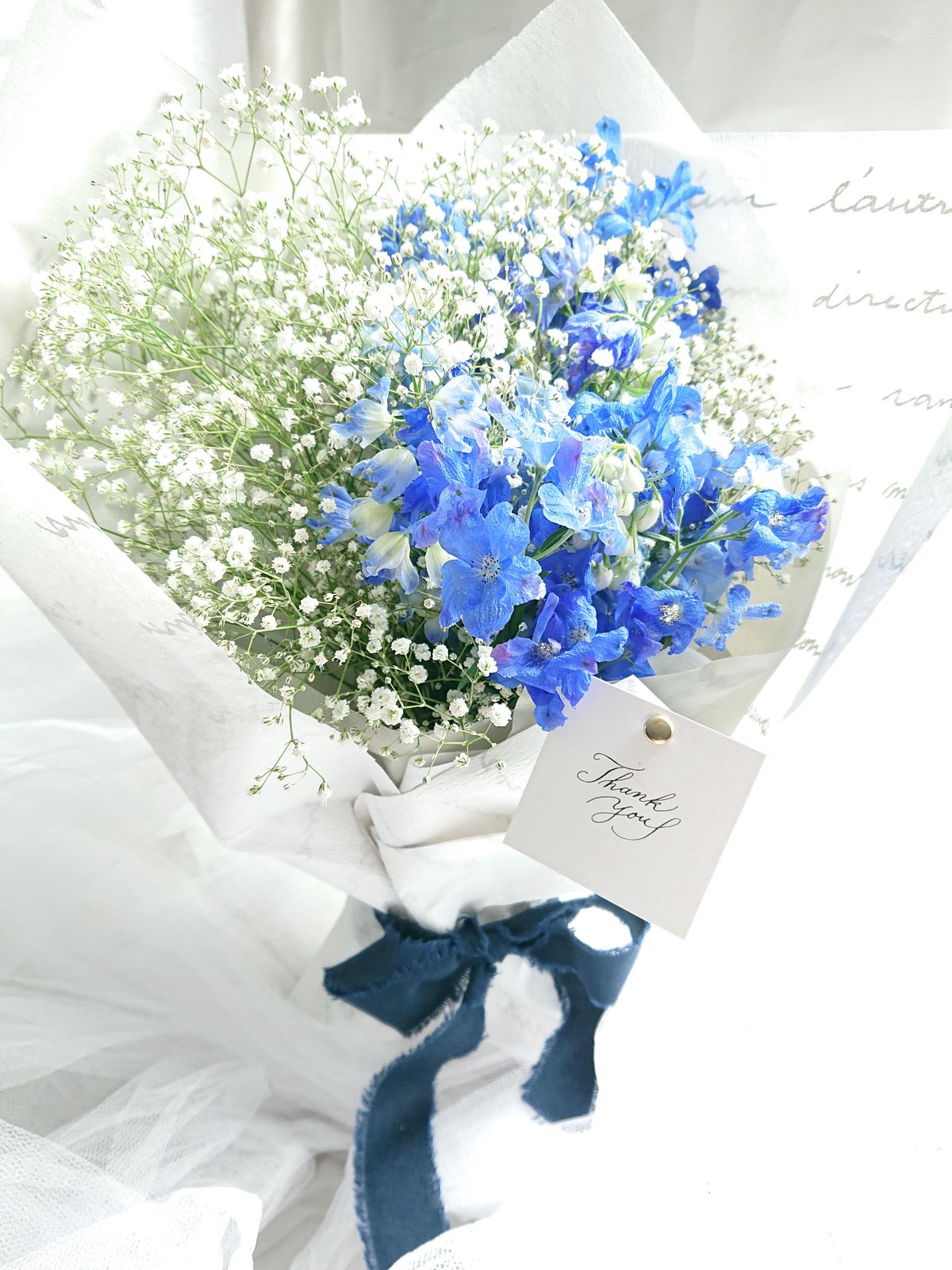 Delphinium＆Gypsophila- flower arrangement” （デル