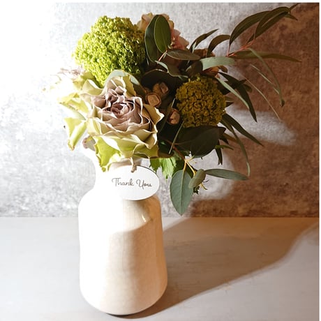【ご要望多数につき延長】花ギフト  花 セット 切り花 プレゼント  贈り物　”小さなバラのブーケと花瓶”　くすみ　ローズ　バラ　ピンクベージュ　ニュアンスカラー