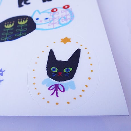 たんじあきこ　白猫黒猫シール・かわいい生き物シール