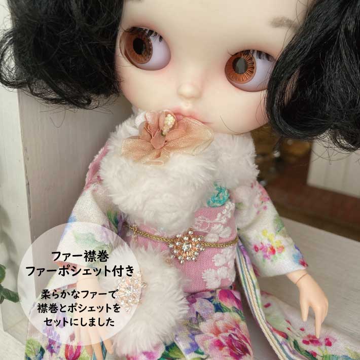 くろねこ呉服店『1/6 ブライス アイシードール 着物』ローズ柄