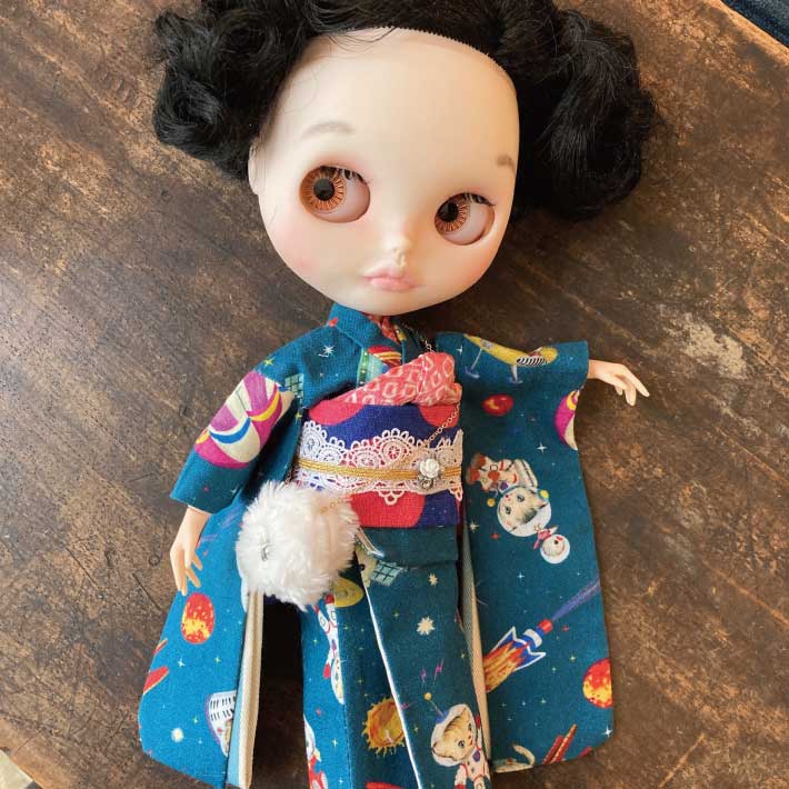 くろねこ呉服店『1/6 ブライス アイシードール 着物』猫柄 くろねこ呉服店『1/6 ブライス アイシードール 着物』猫柄
