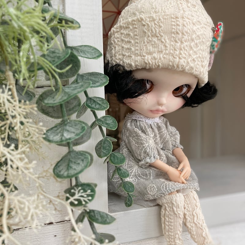 くろねこ呉服店『1/6 ブライス アイシードール 猫耳ニット帽＋靴下＋缶