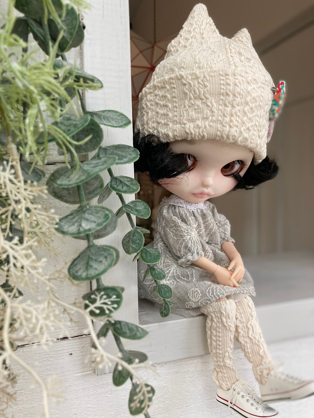 くろねこ呉服店『1/6 ブライス アイシードール 猫耳ニット帽＋靴下＋缶