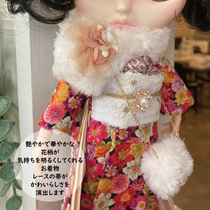 くろねこ呉服店『1/6 ブライス アイシードール 着物』小花柄 くろねこ呉服店『1/6 ブライス アイシードール 着物』小花柄