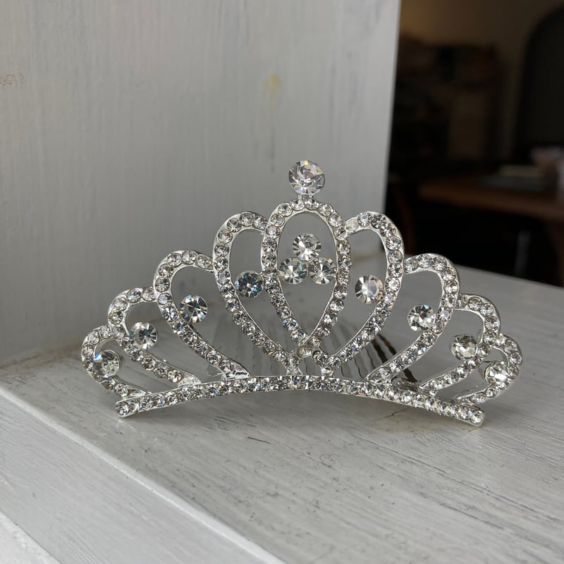 チェコガラスドールティアラA ラインストーン　フランスアンティークヴィンテージ ブライス アイシードール『ティアラ』シルバー ラインストーン