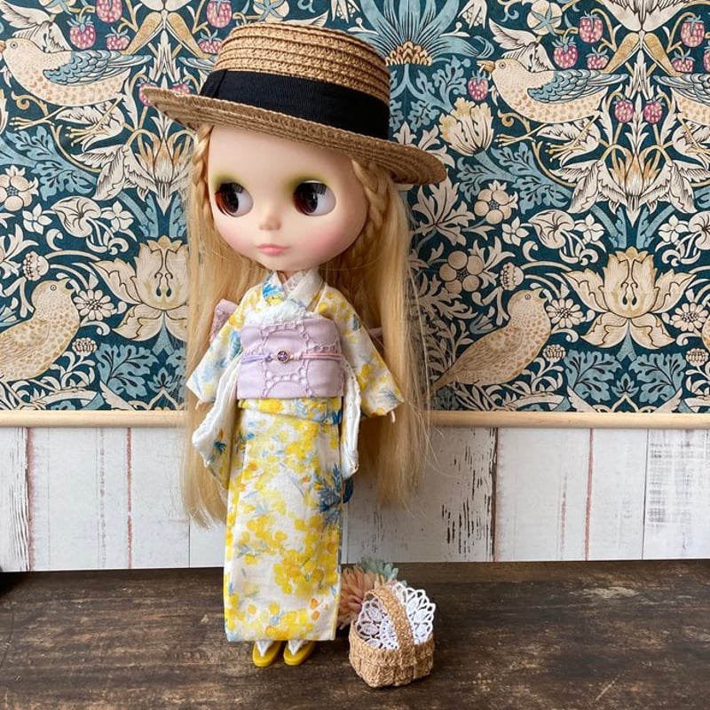 アイシードール　若旦那着物4点セット くろねこ呉服店『1/6 ブライス アイシードール 着物』ミモザ柄