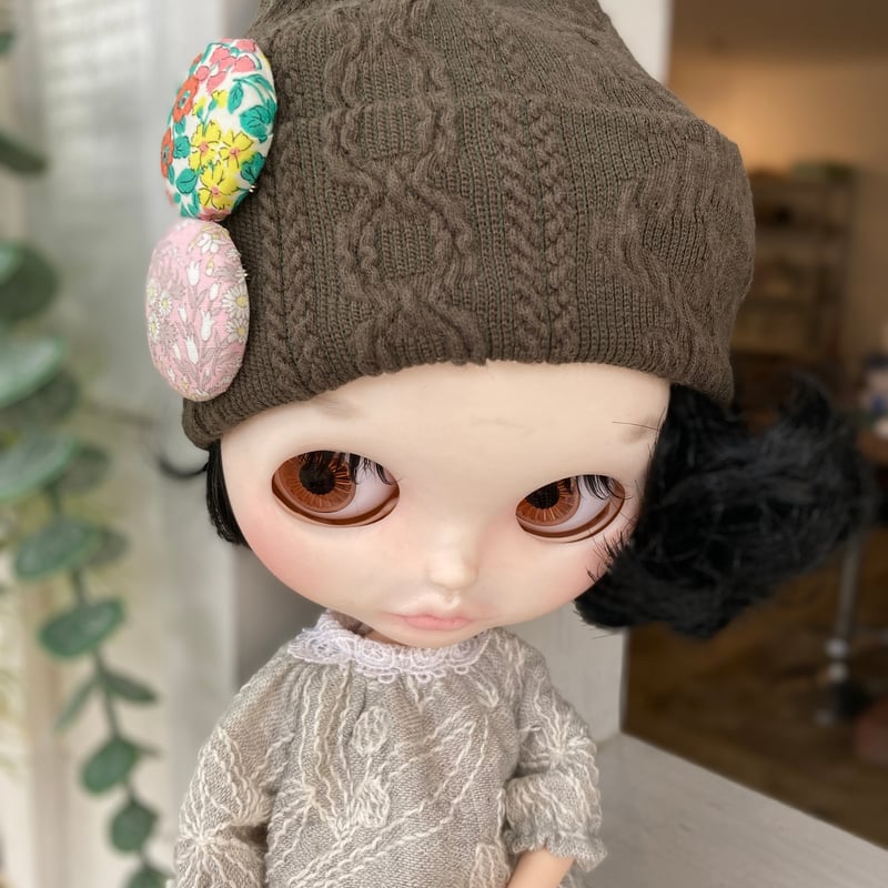 くろねこ呉服店『1/6 ブライス アイシードール 猫耳ニット帽＋靴下＋缶