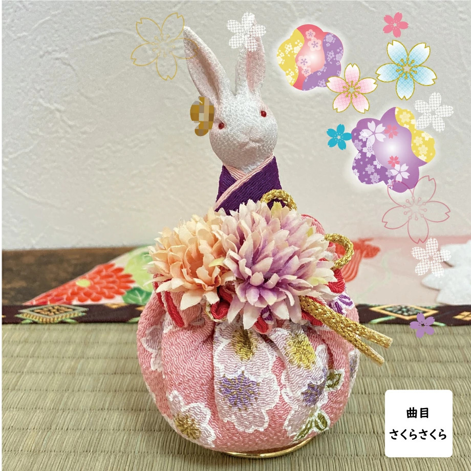着物姿うさぎのオルゴール　花づくし original
