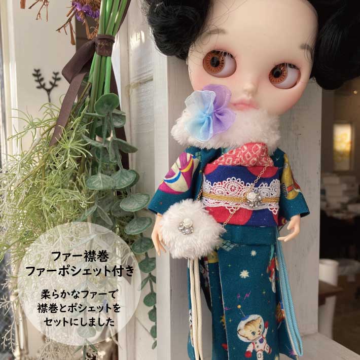 くろねこ呉服店『1/6 ブライス アイシードール 着物』猫柄 | ジェニー