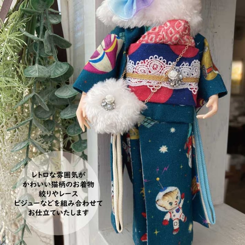 くろねこ呉服店『1/6 ブライス アイシードール 着物』猫柄 くろねこ呉服店『1/6 ブライス アイシードール 着物』猫柄