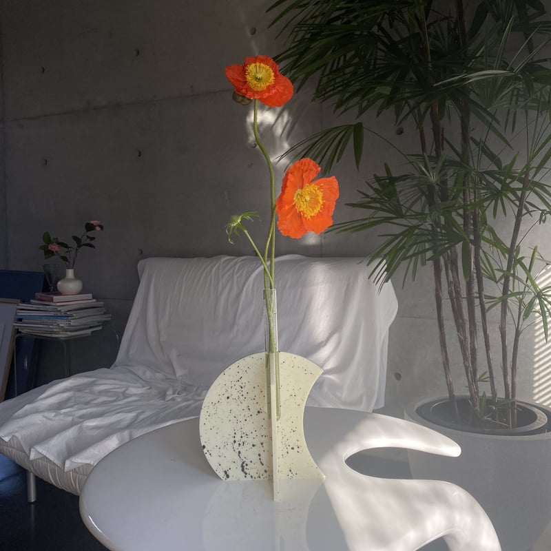 tsuki flower vase/cream beige,black | onedayapa