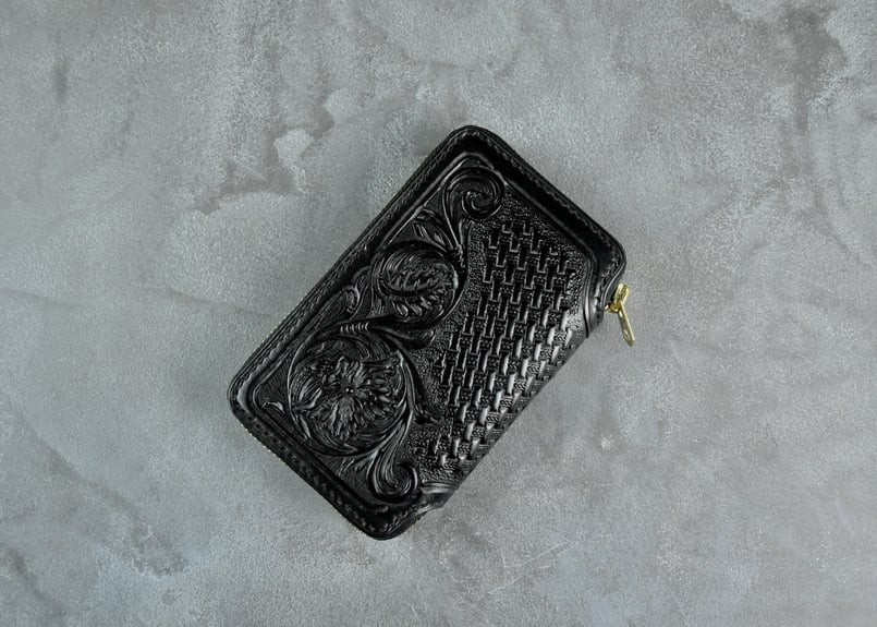 楕円カン付きMiddle Leather Wallet ミドルレザーウォレットU W2R ≪BLACK≫ MIDDLE WALLET / ミドルウォレット – MOTO ONLINE