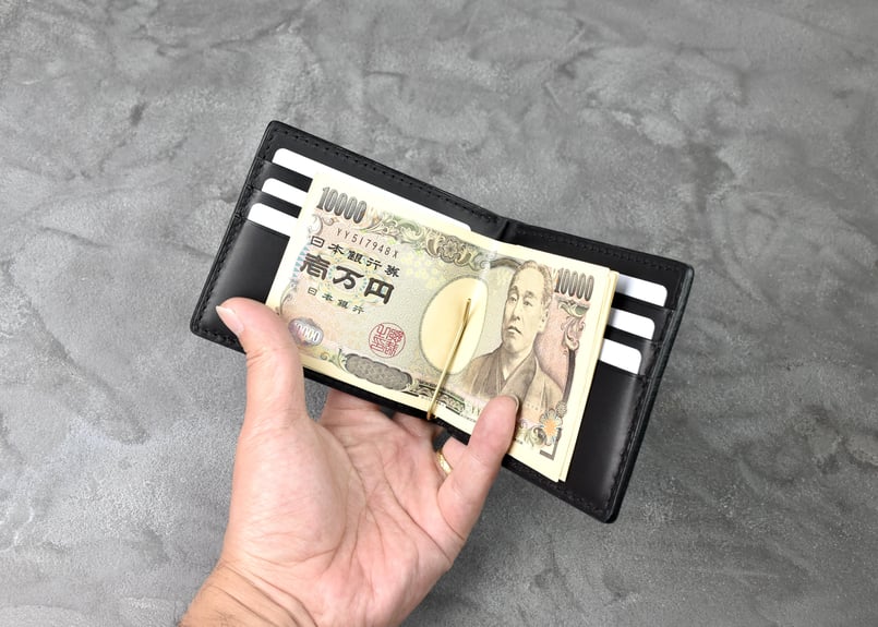 ◎新品/ イタリア製 マネークリップ DURDEN2 ダーデン2 マネークリップ ITALIAN-WAX | BLACK LEATH