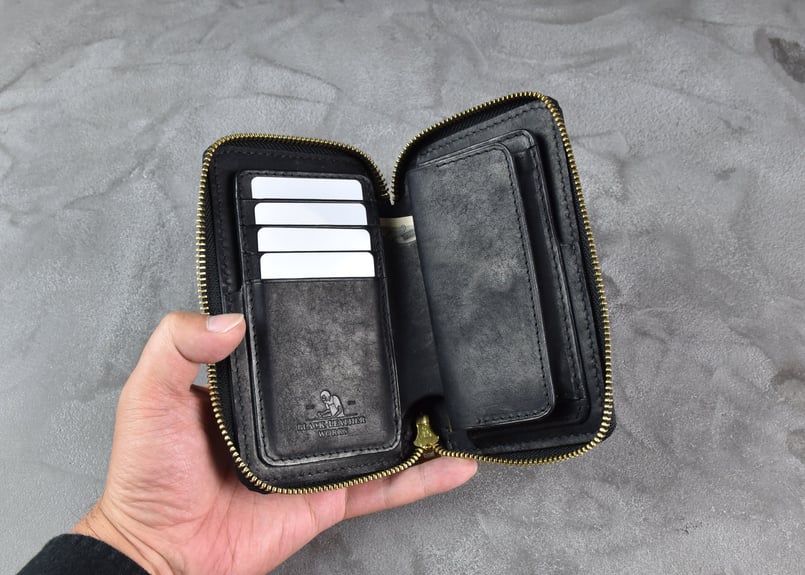 ADAMS アダムス ミドルウォレット ITALIAN-SCRATCH | BLACK LEA