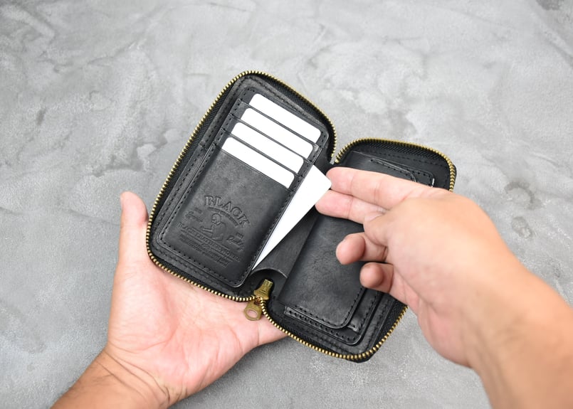 ADAMS アダムス ミドルウォレット ITALIAN-SCRATCH | BLACK LEA