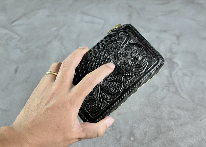 ブラック☆Middle Leather Wallet ミドルウォレット CATEGORY