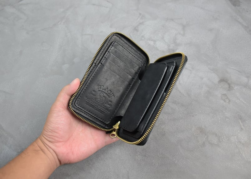 ADAMS アダムス ミドルウォレット ITALIAN-SCRATCH | BLACK LEA