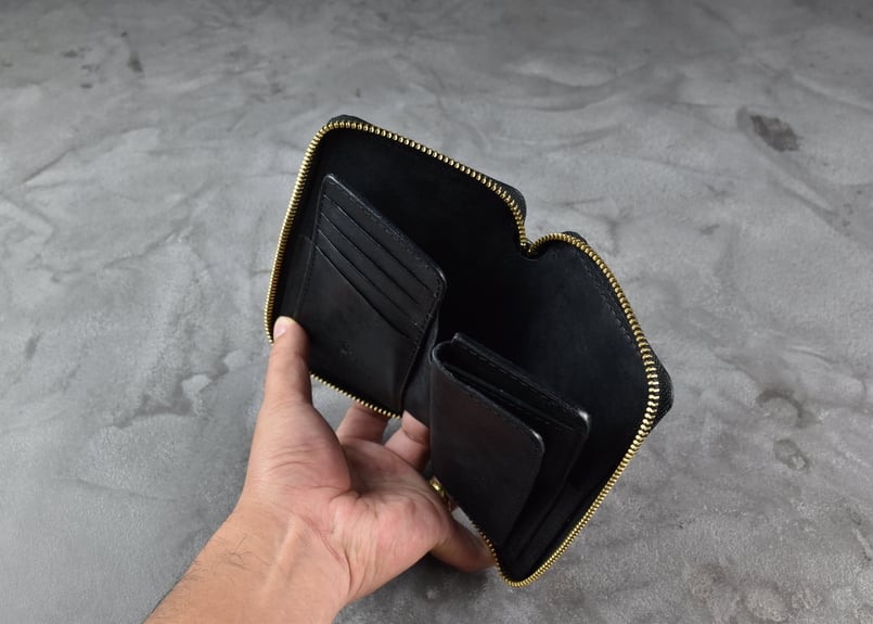 ADAMS アダムス ミドルウォレット ITALIAN-WAX | BLACK LEATHER