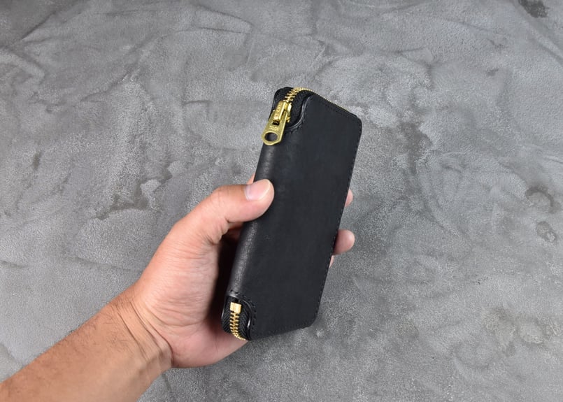 ADAMS アダムス ミドルウォレット ITALIAN-SCRATCH | BLACK LEA