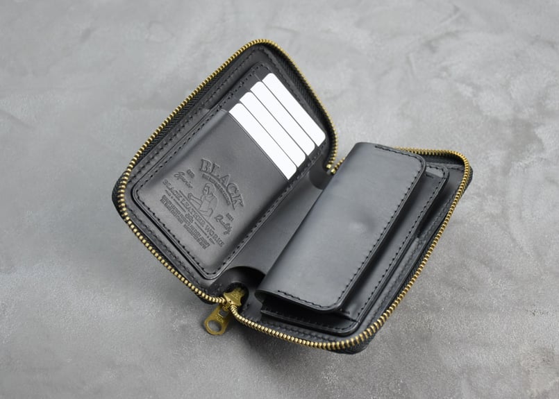 ADAMS アダムス ミドルウォレット ITALIAN-WAX | BLACK LEATHER