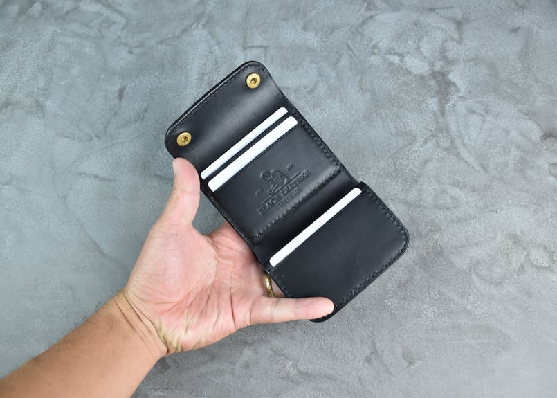 black leather works コンパクトウォレット