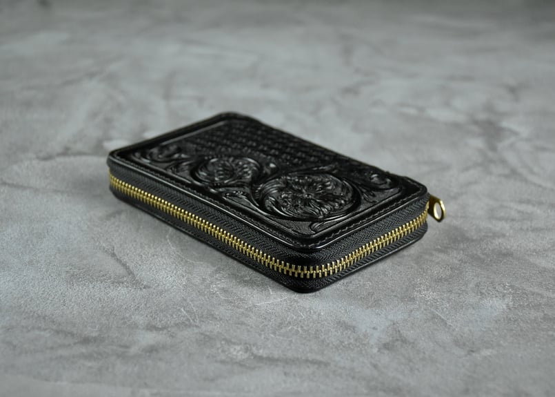 ADAMS middle wallet CARVING *受注生産 | BLACK LEAT ADAMS middle wallet CARVING *受注生産 | BLACK LEAT