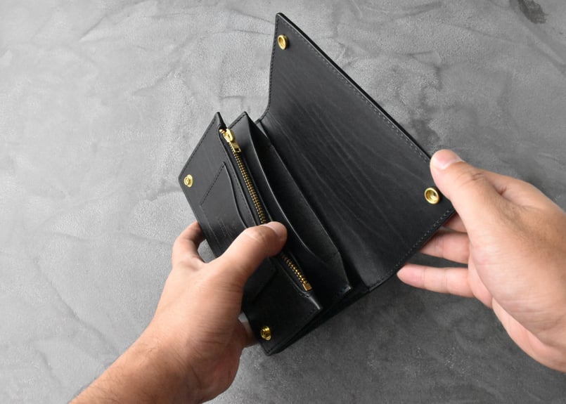 【トラッカーウォレット ロング 3層】 ブラック ゴールド universal KATSUYA TOKUNAGA(カツヤ トクナガ)LONG TRACKERS WALLET(ロング