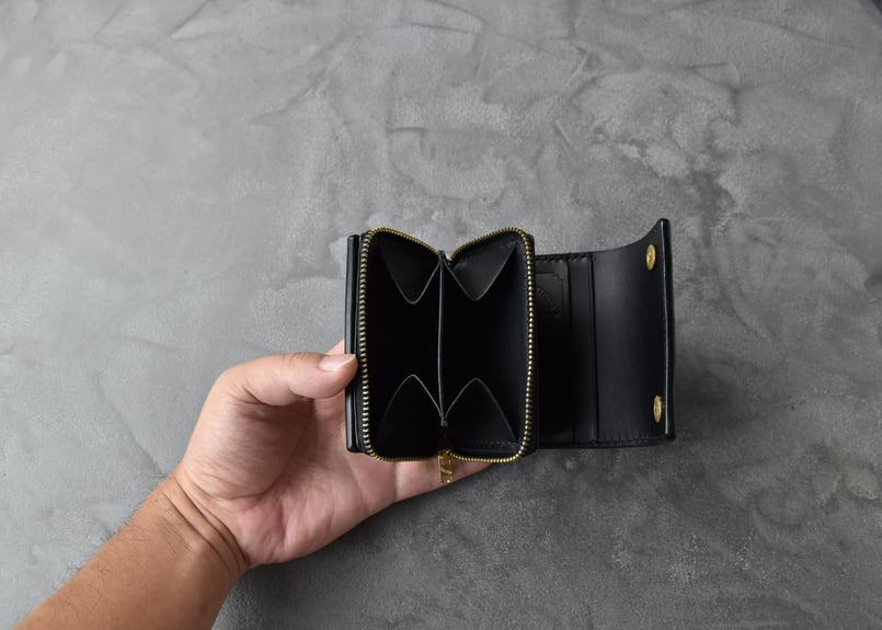 SUGAR シュガー コンパクトウォレット ITALIAN-WAX | BLACK LEATH