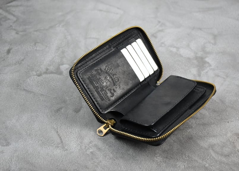 ADAMS アダムス ミドルウォレット ITALIAN-SCRATCH | BLACK LEA