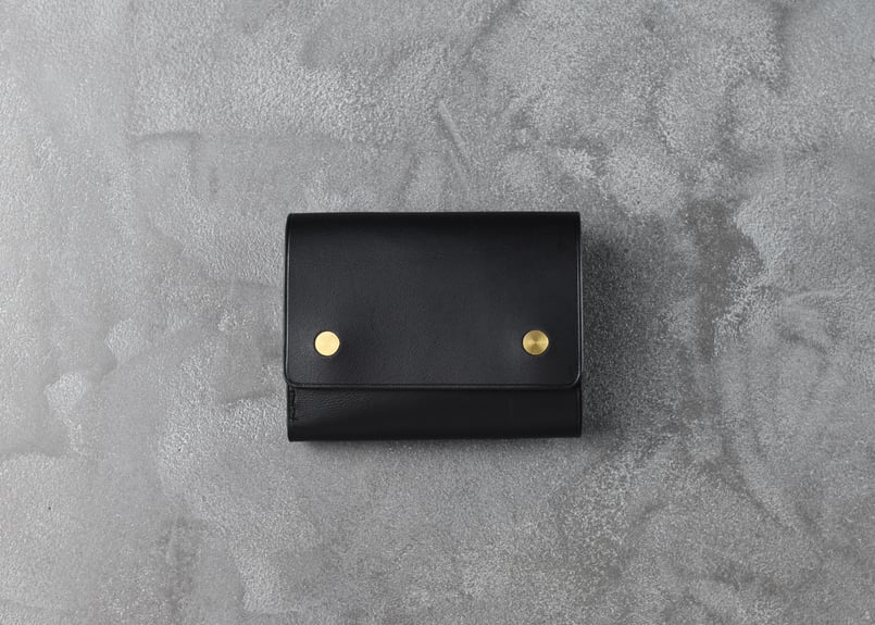 黒いレザー 三つ折り財布　PETERSONブラックレザーワークス PETERSON ピーターソン ミニマムウォレット ITALIAN-SMOOTH | BLAC