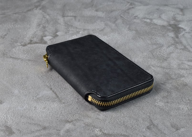 ADAMS アダムス ミドルウォレット ITALIAN-SCRATCH | BLACK LEA