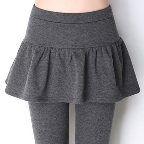 2色 ★大きいサイズ スカート レギンス あったかい 裏起毛 フリース パンツ 体型カバー    9239