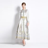 ★S~3L★結婚式 二次会 パーティー ベルト付き　前ボタン開き　ロングワンピース [ホワイト]  S62345