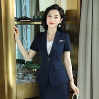 全2色★ OL 通勤 オフェス着 ビジネス 制服 卒業式 半袖　スーツセット    TFZ8606