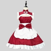 大きいサイズ★S～6L★コスプレ メイド服 エプロン ロリータ チャイナ風 クリスマス衣装 4set    [レッド]   8203
