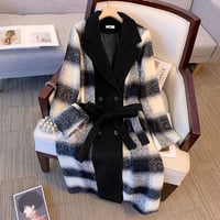 ★3L~7L★大きいサイズ★オシャレぽっちゃりさん 上品感 滑らか 暖かい毛皮風ラシャコート [ブラック] 66030