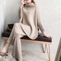 ★S～2XL★セットアップ 暖かい ニットパンツ 2点セット トレンド 百掛け ニット[マスタード]  海外  2022011913