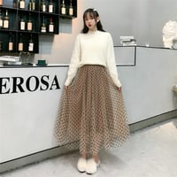 4色★Aライン 気質 お出かけ オシャレ ドット ロングスカート スリム レーヨン  海外   2022010318